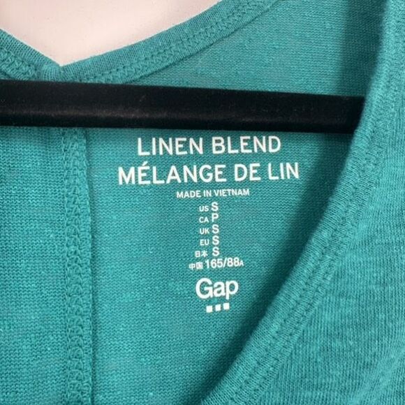 NWT Gap Tank Tops Linen Blend Turquoise & Navy Easy Comfort Medium Small - Picture 5 of 12